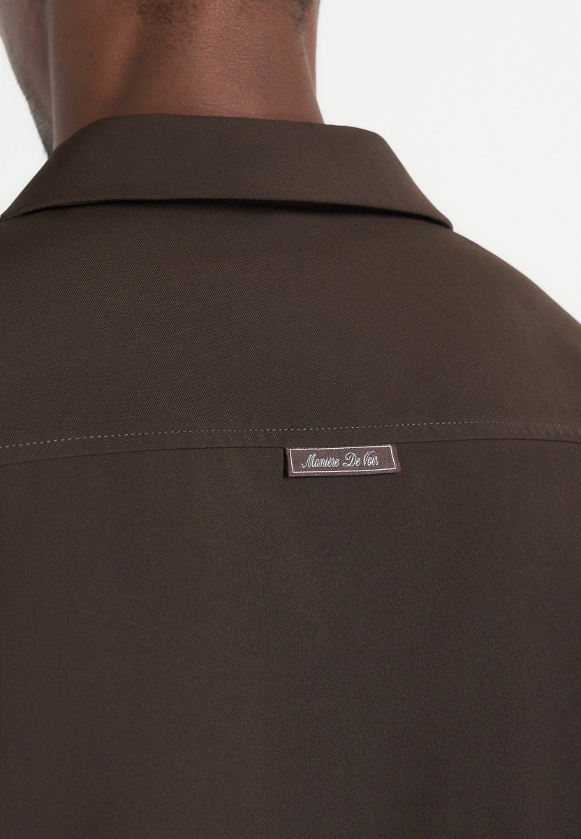 Valen - Applique Detail Long Sleeve Shirt - Brown - Image 5