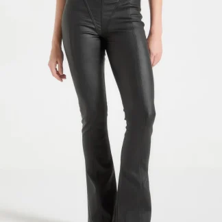 Wax Effect Fit and Flare Leggings - Black