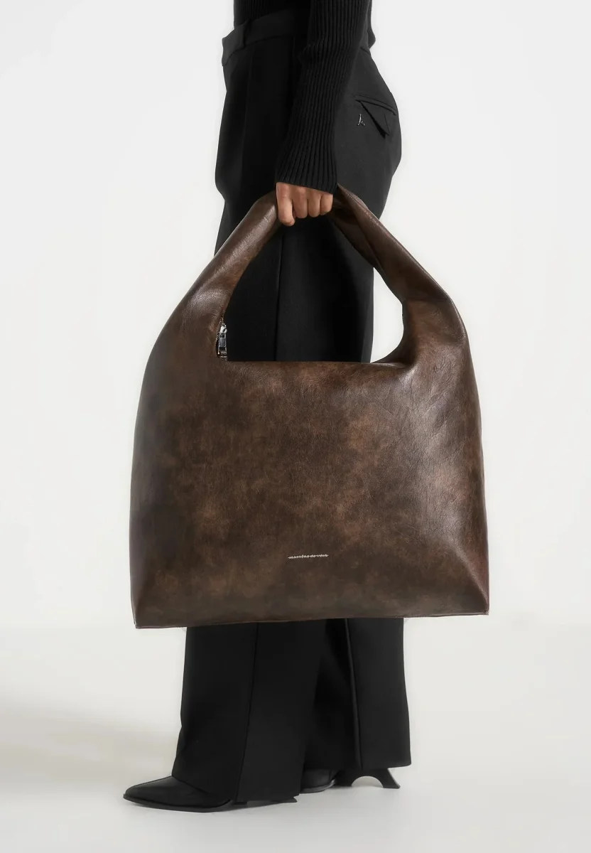 Aubin - Vintage Leather Hobo Bag - Brown - Image 2