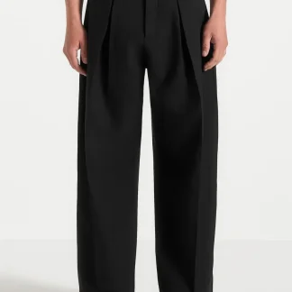 Lior - Box Pleat Wide Leg Pants - Black