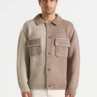 Jean - Mohair-Blend Colour Block Cardigan - Beige/Taupe