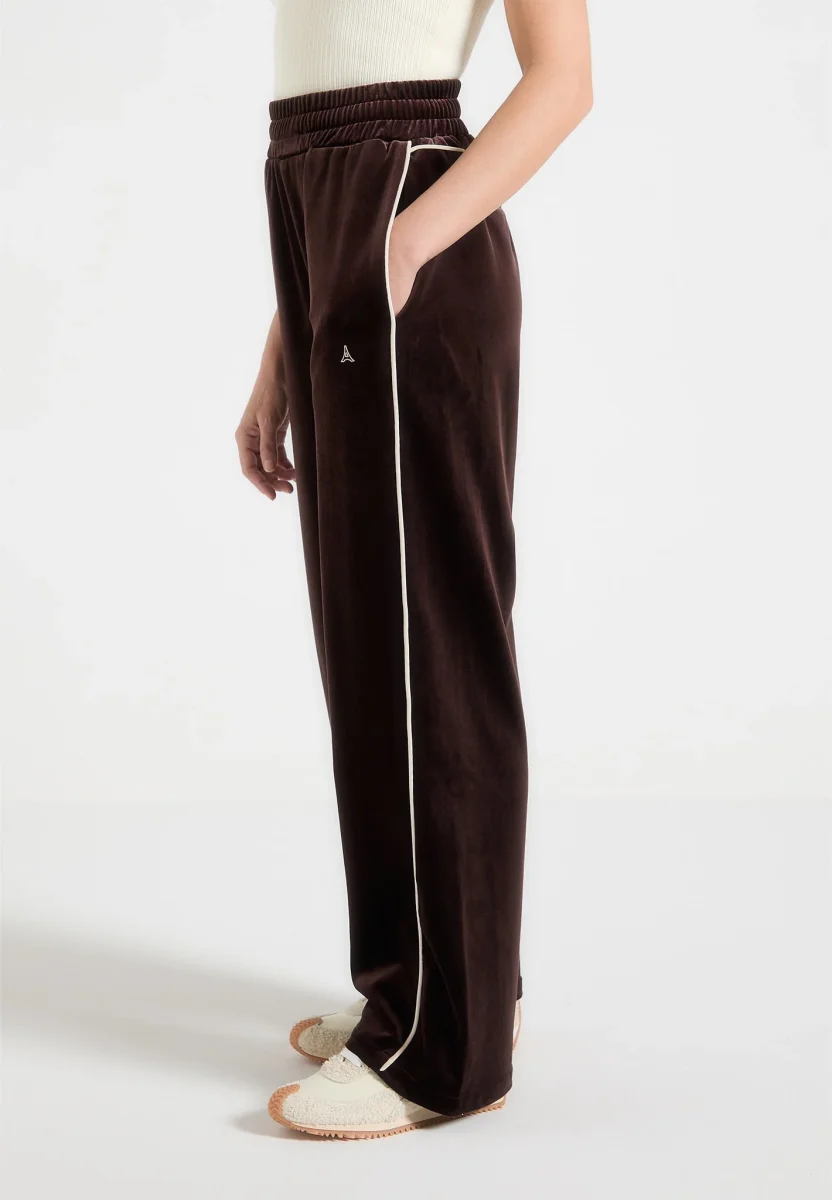 Eiffel Velour Straight Leg Joggers - Brown - Image 5