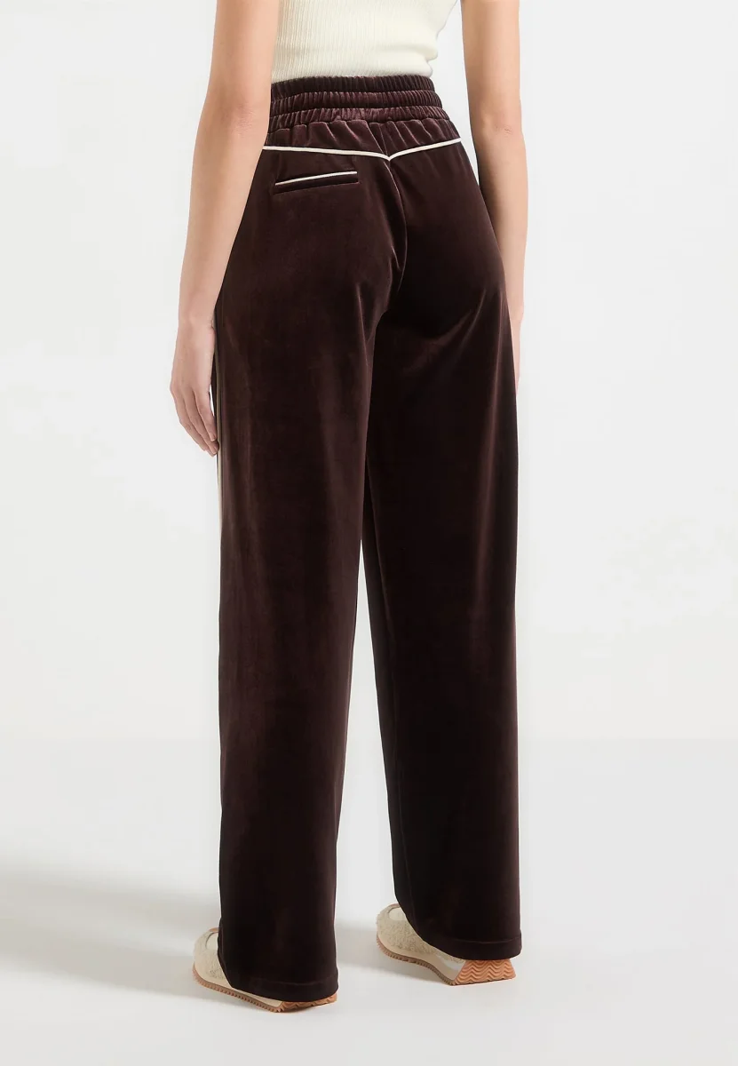 Eiffel Velour Straight Leg Joggers - Brown - Image 4