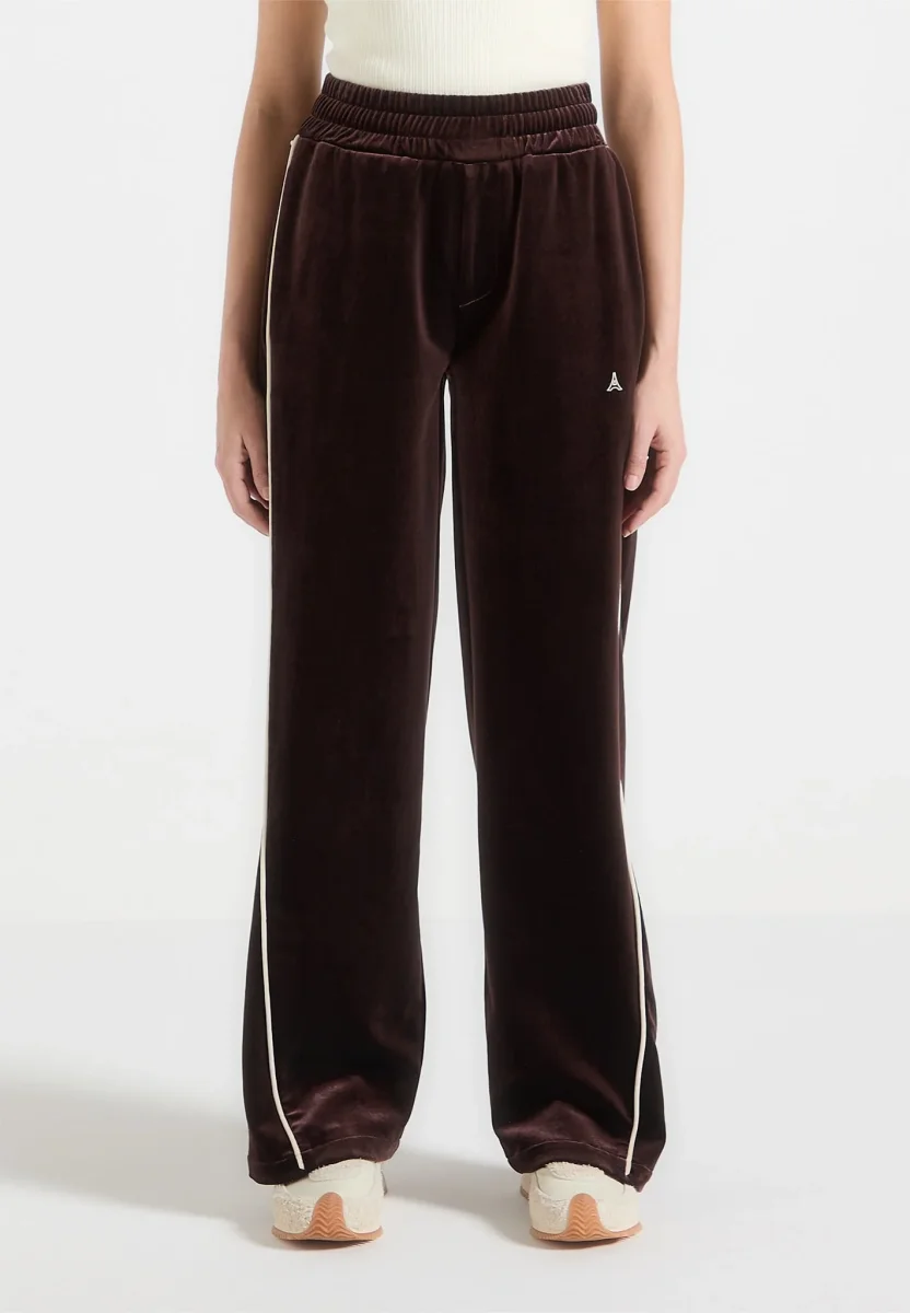 Eiffel Velour Straight Leg Joggers - Brown - Image 3