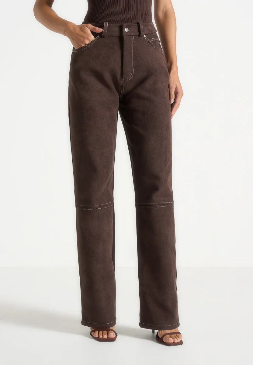 Kalie - Suede Pants - Brown - Image 5