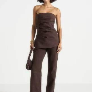 Kalie - Suede Pants - Brown