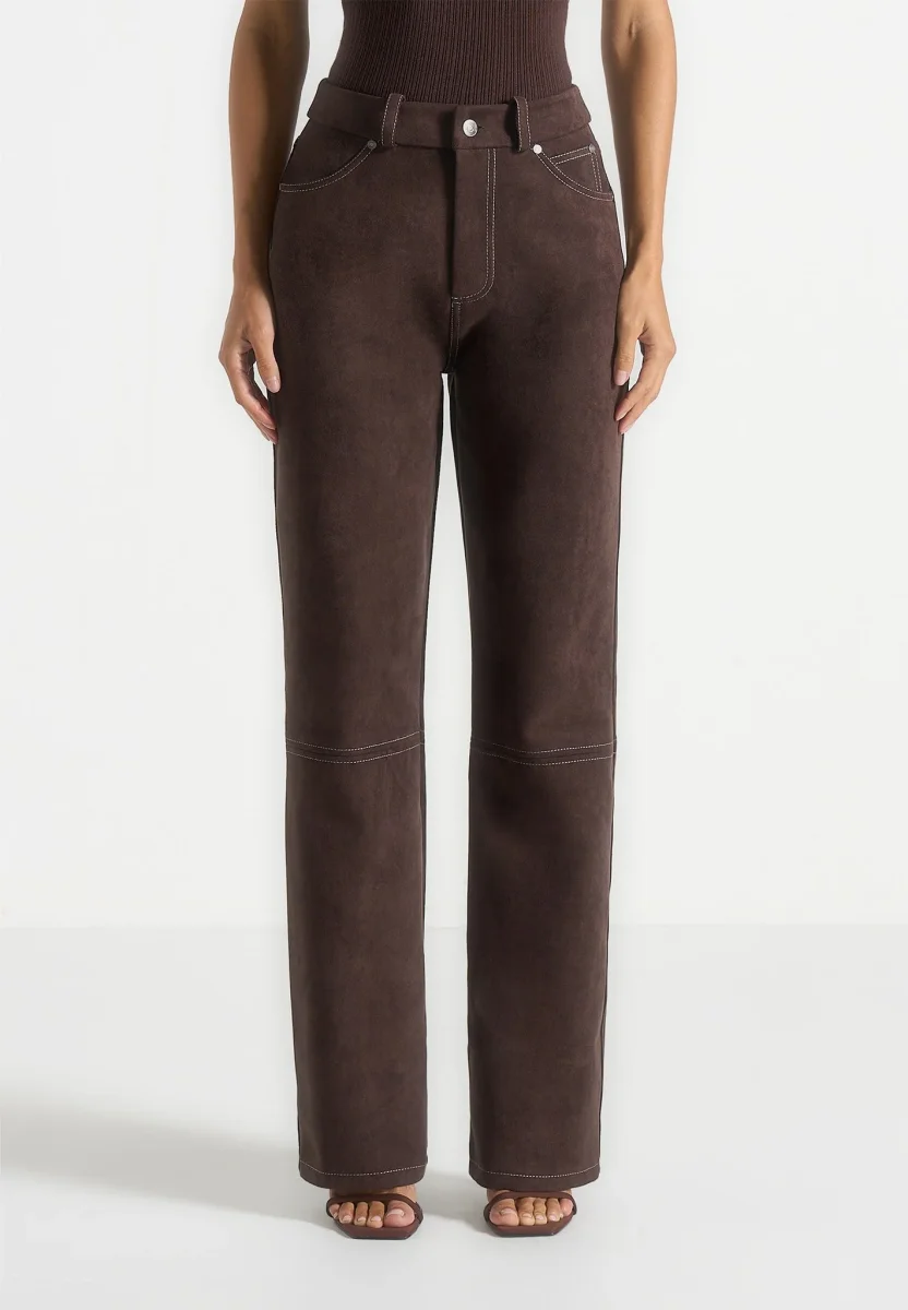 Kalie - Suede Pants - Brown - Image 3