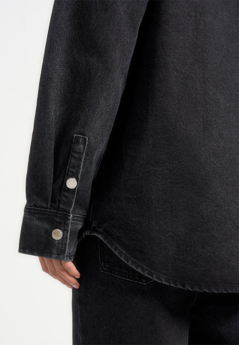 Joy - Oversized Denim Shirt - Washed Black - Image 4