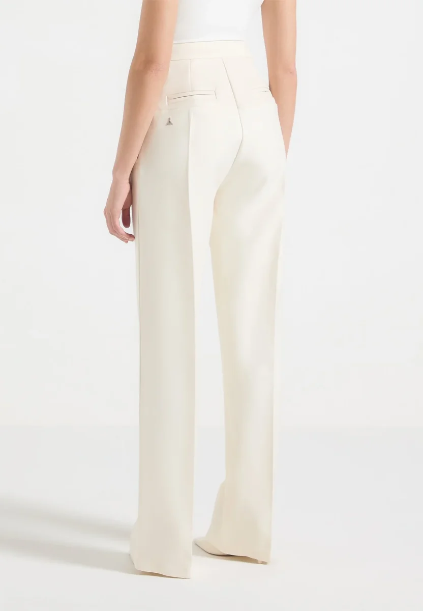 Blanche - Leather Panel Tailored Pants - Off White - Image 7
