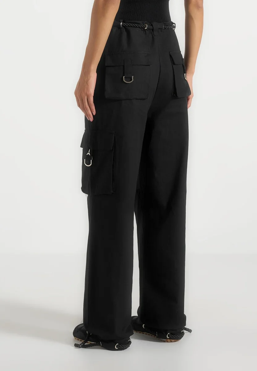 Rosa - Ripstop Parachute Cargo Pants - Black - Image 4
