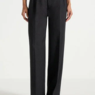 Julie - Tailored Twin Pleat Pants - Black Speckle