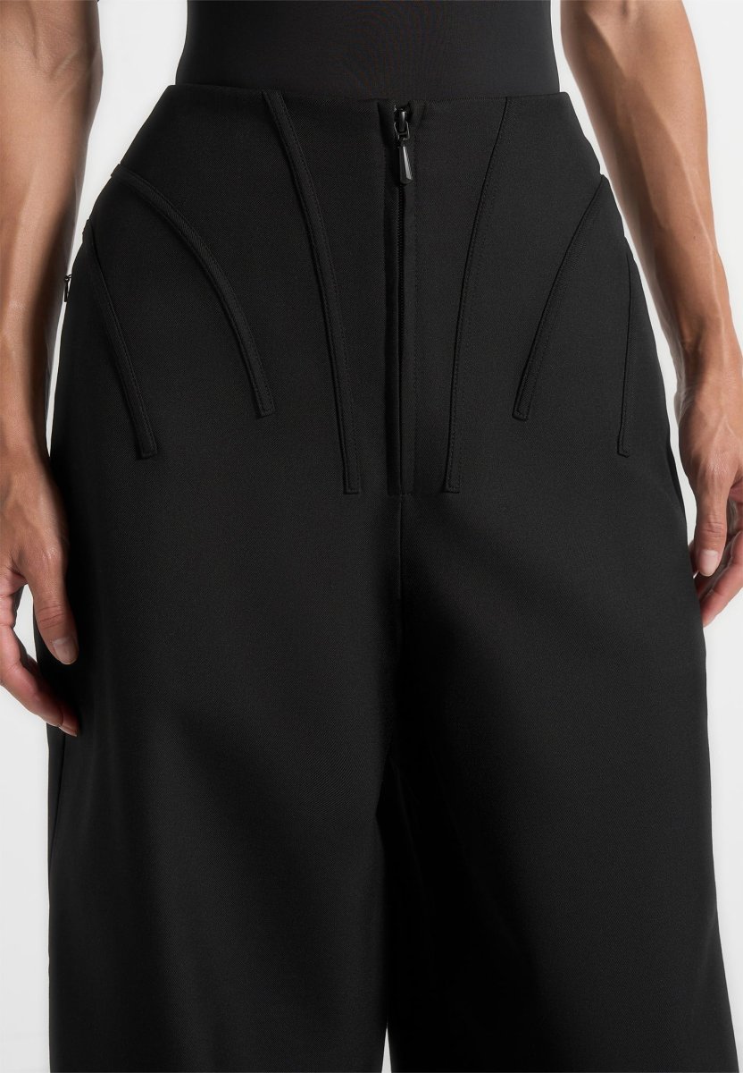 Rena - High Waisted Corset Sculptural Pants - Black - Image 6