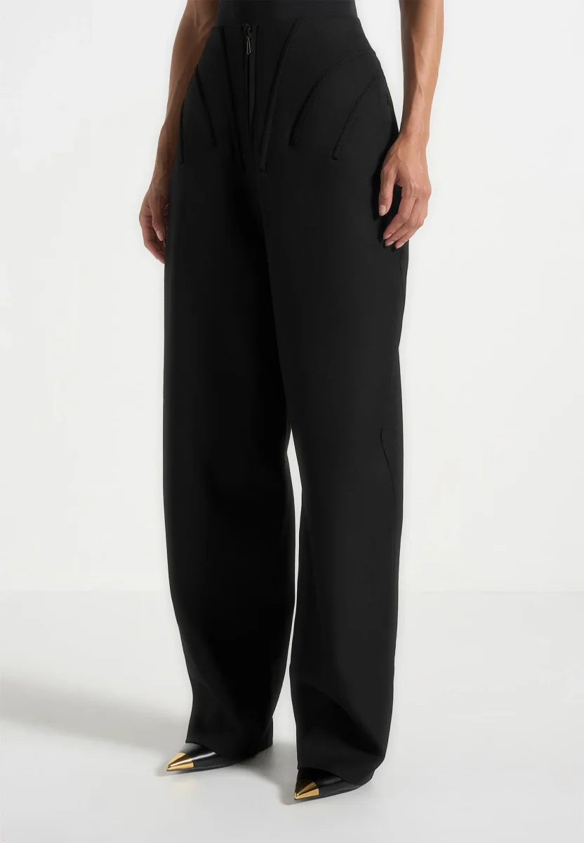 Rena - High Waisted Corset Sculptural Pants - Black - Image 5