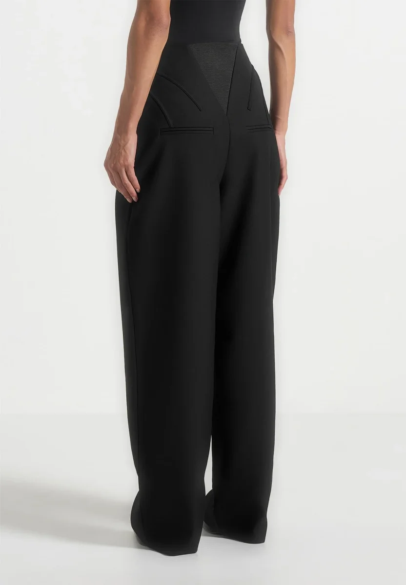 Rena - High Waisted Corset Sculptural Pants - Black - Image 7