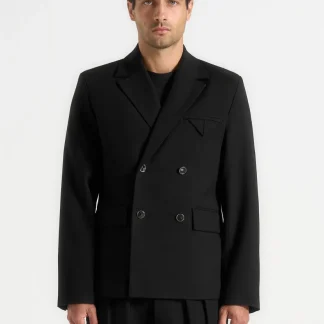 Didier - Double Breasted Tailored Suit Jacket - Black