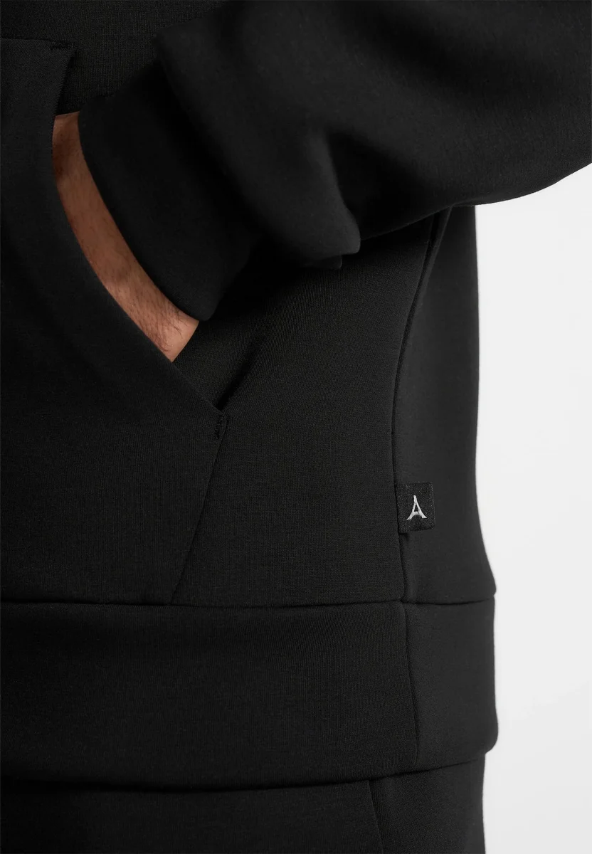 JS007 - Neoprene Minimal Regular Fit Hoodie - Black - Image 5