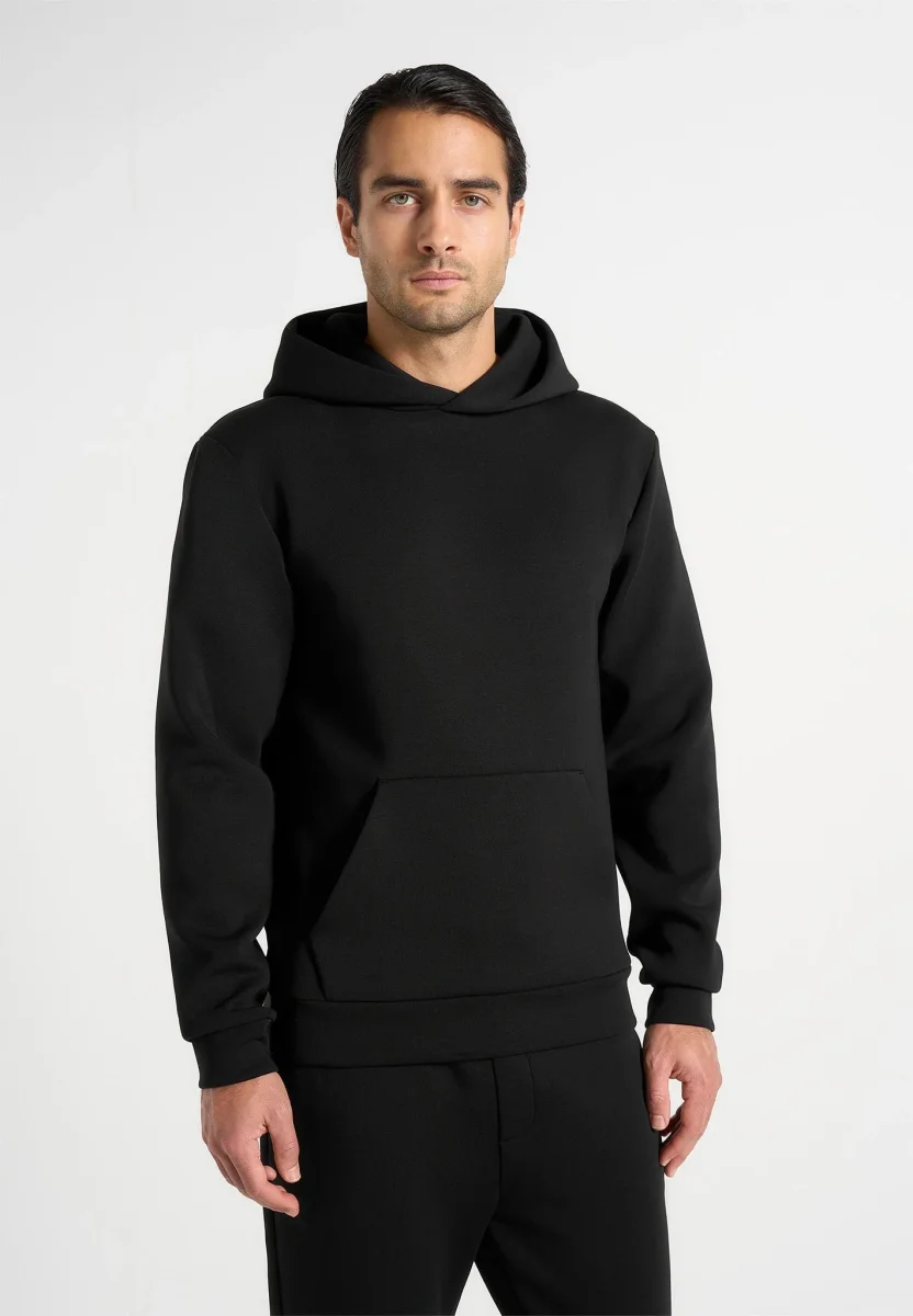 JS007 - Neoprene Minimal Regular Fit Hoodie - Black - Image 3