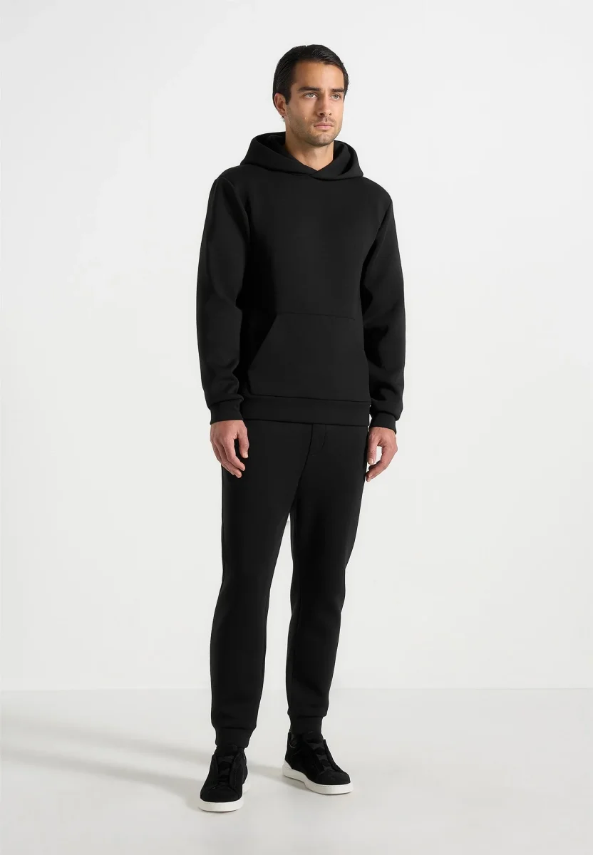 JS007 - Neoprene Minimal Regular Fit Hoodie - Black - Image 4