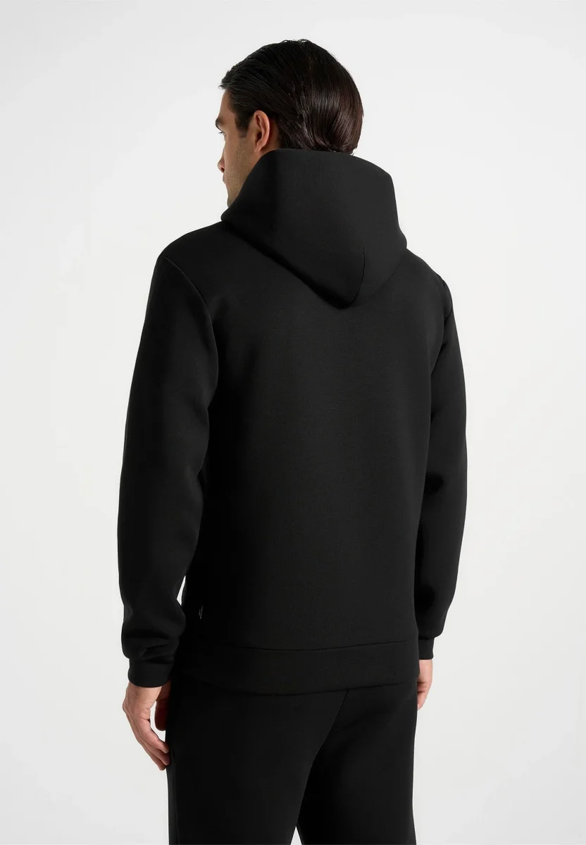 JS007 - Neoprene Minimal Regular Fit Hoodie - Black - Image 6