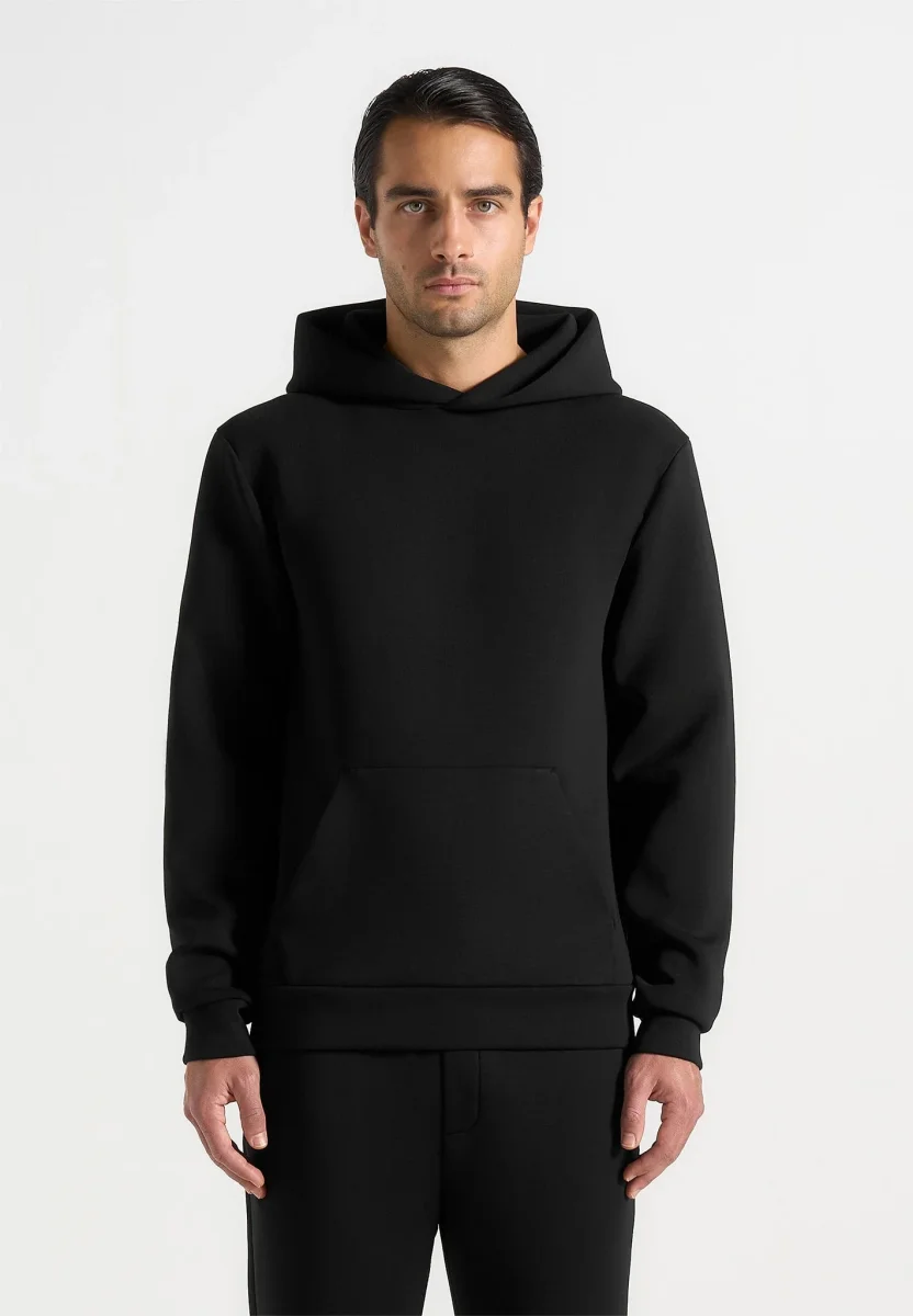 JS007 - Neoprene Minimal Regular Fit Hoodie - Black - Image 7