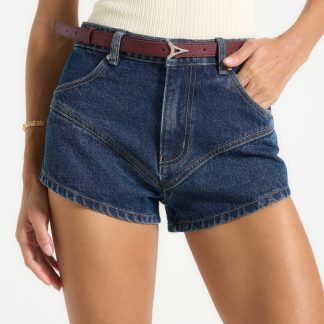 Lore - Contour Denim Mini Shorts - Indigo