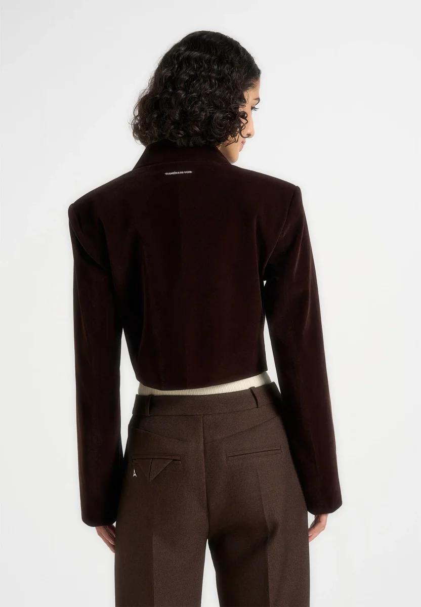 Adina - Structured Velvet Jacket - Brown - Image 5