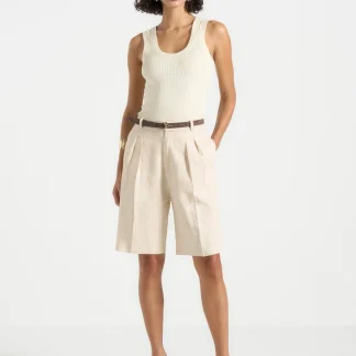 L⁠orette - Linen Double Pleat Shorts - Natural