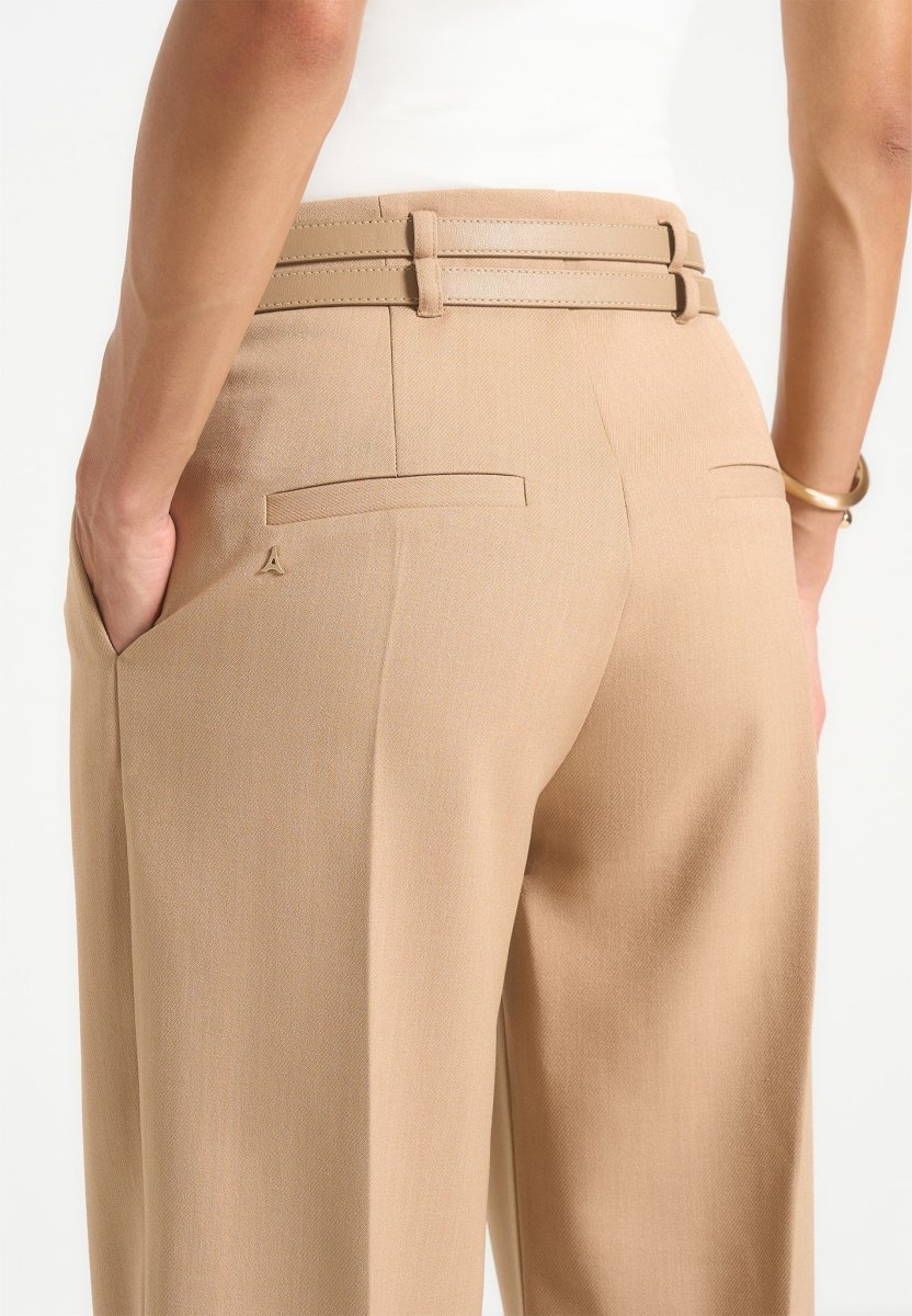 Pascale - Tailored Twin Belt Pants - Dark Beige - Image 5
