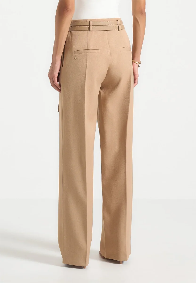 Pascale - Tailored Twin Belt Pants - Dark Beige - Image 6