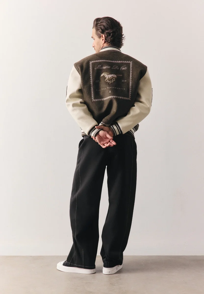 Equestrian Wool-Blend Varsity Jacket - Olive - Image 9