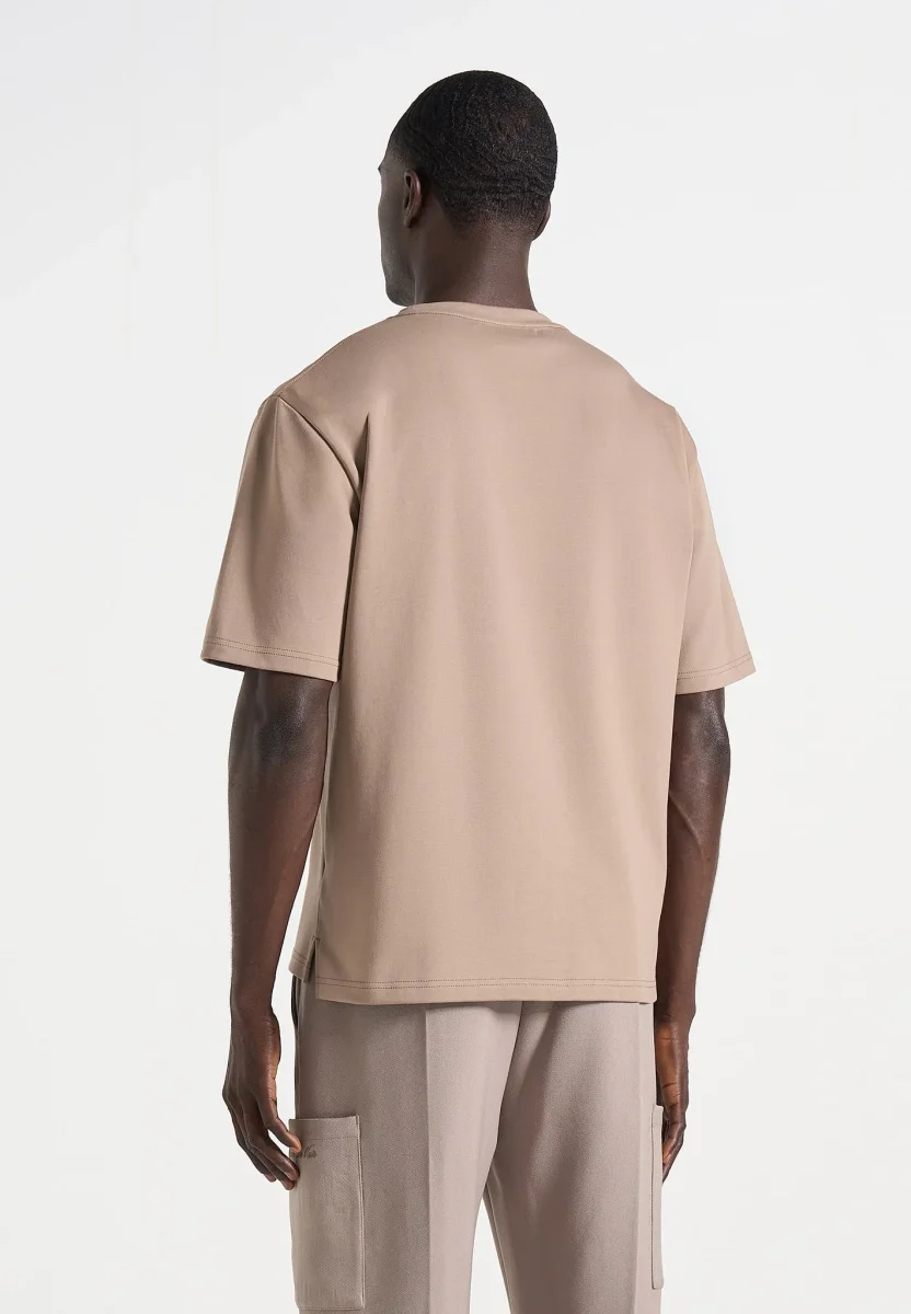TS001 - Unisex Signature Relaxed Fit Cotton T-Shirt - Taupe - Image 8