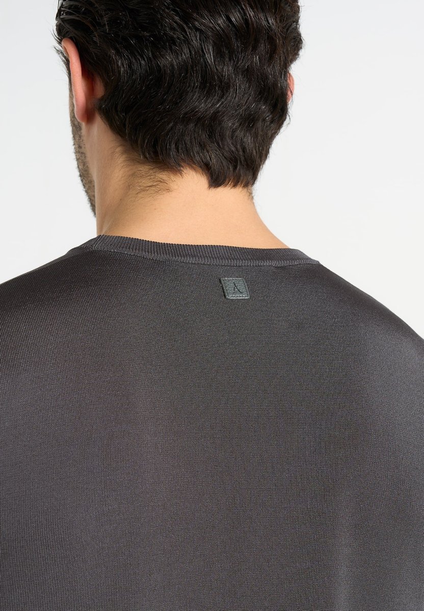 TS010 - Luxe Knitted T-Shirt - Charcoal - Image 4