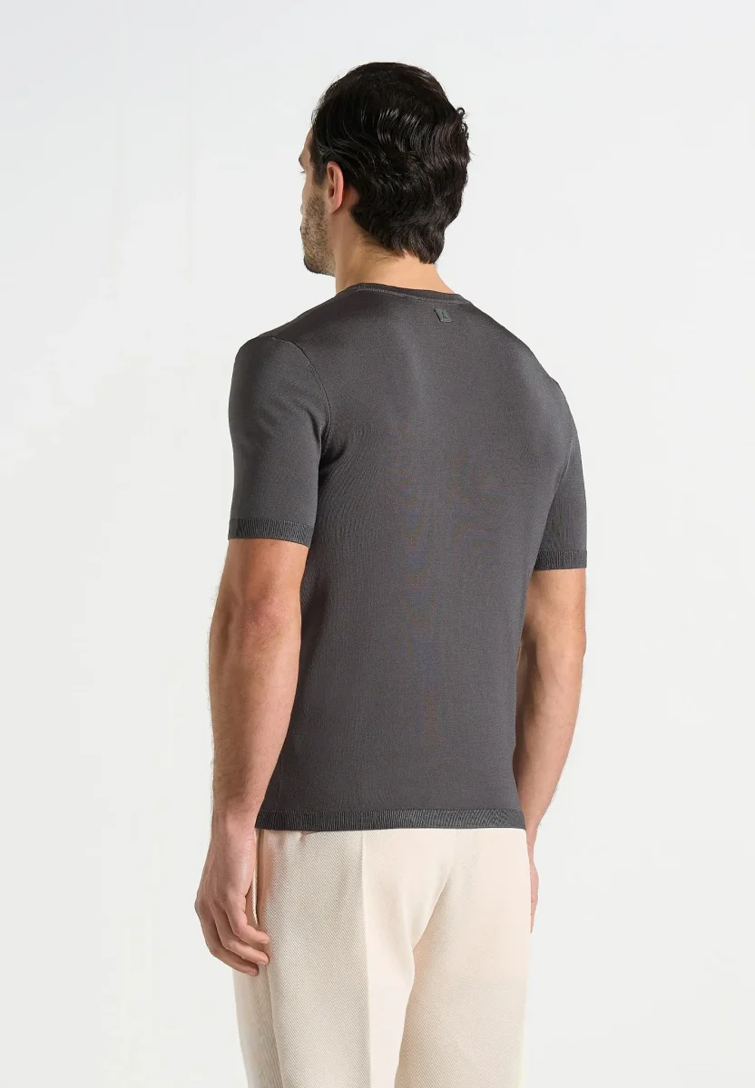 TS010 - Luxe Knitted T-Shirt - Charcoal - Image 5