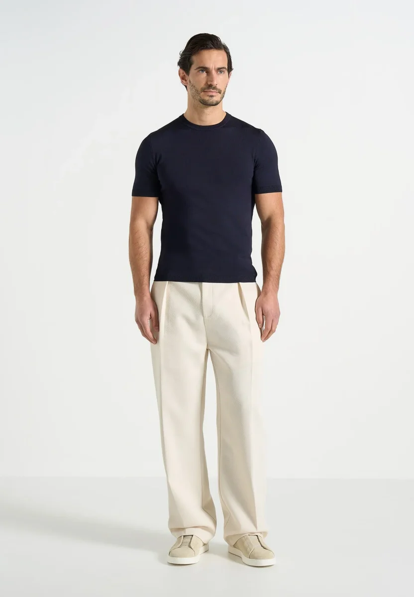 TS010 - Luxe Knitted T-Shirt - Navy