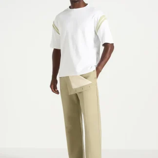 Georges - Varsity Cotton T-Shirt - Off White/Sage