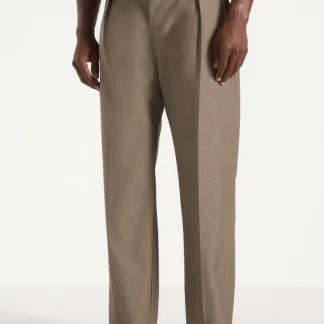 Dorian - Pleated Tailored Pants - Khaki