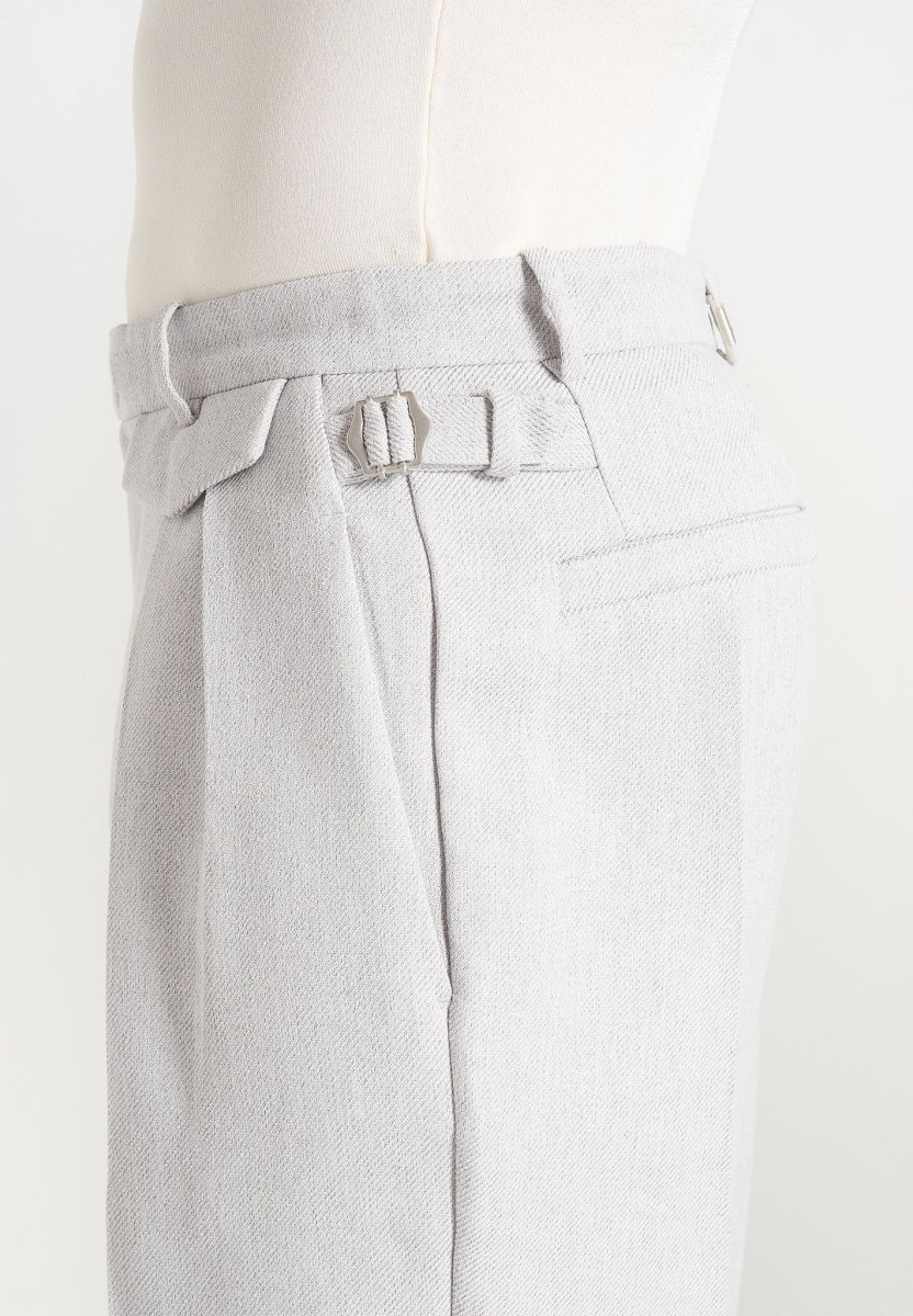 Pierre - Twin Pleat Tailored Pants - Light Grey - Image 5