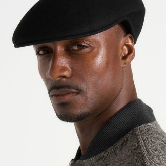 Amos - Wool Flat Cap - Black