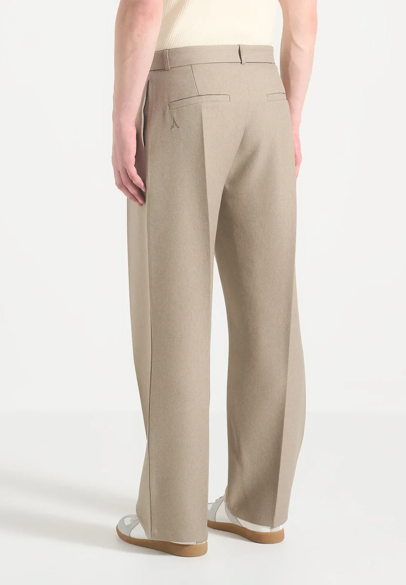 Louis - Relaxed Fit Belted Tailored Pants - Beige - Image 5