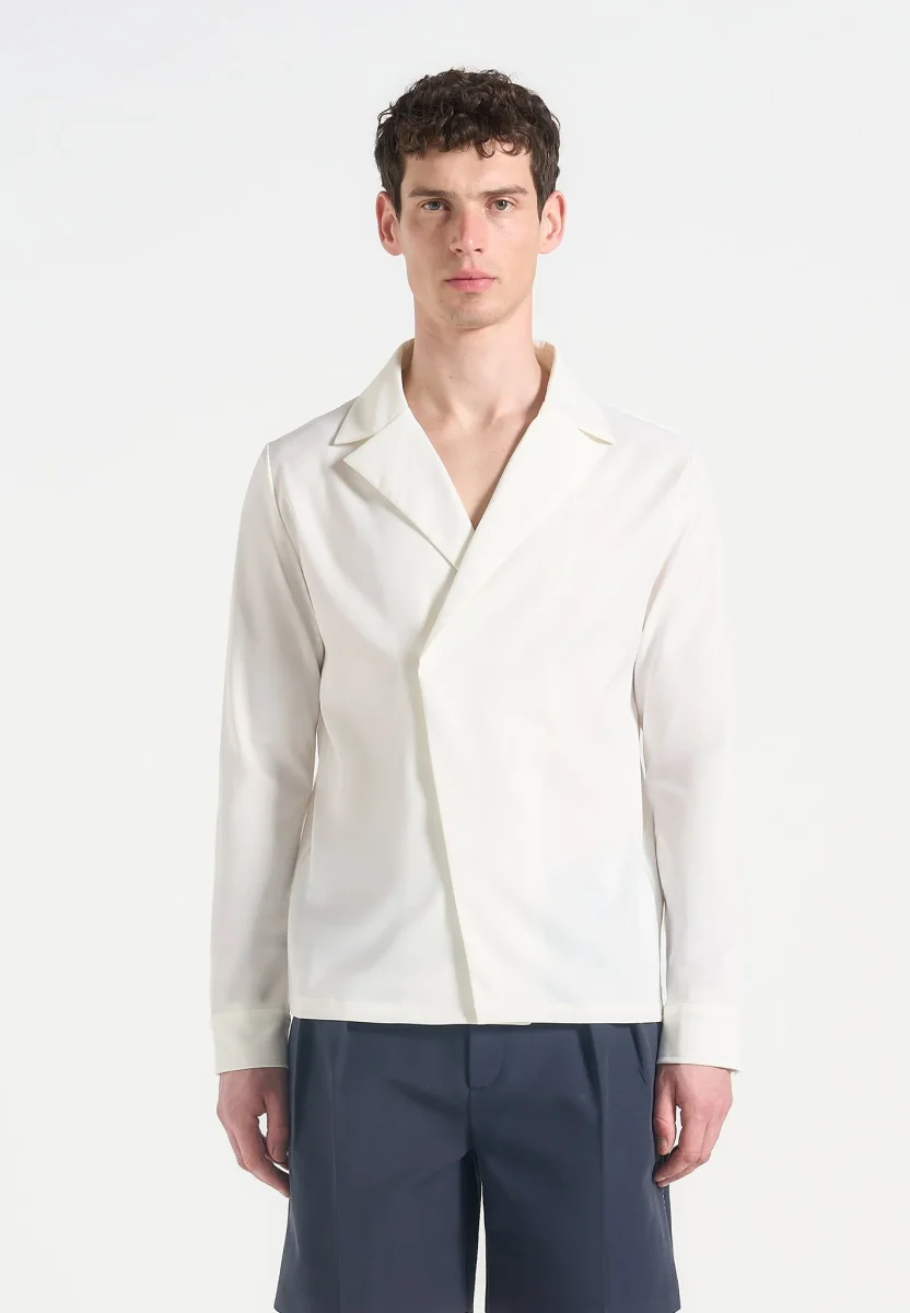 Alban - Satin Double Breasted Shirt - White - Image 2
