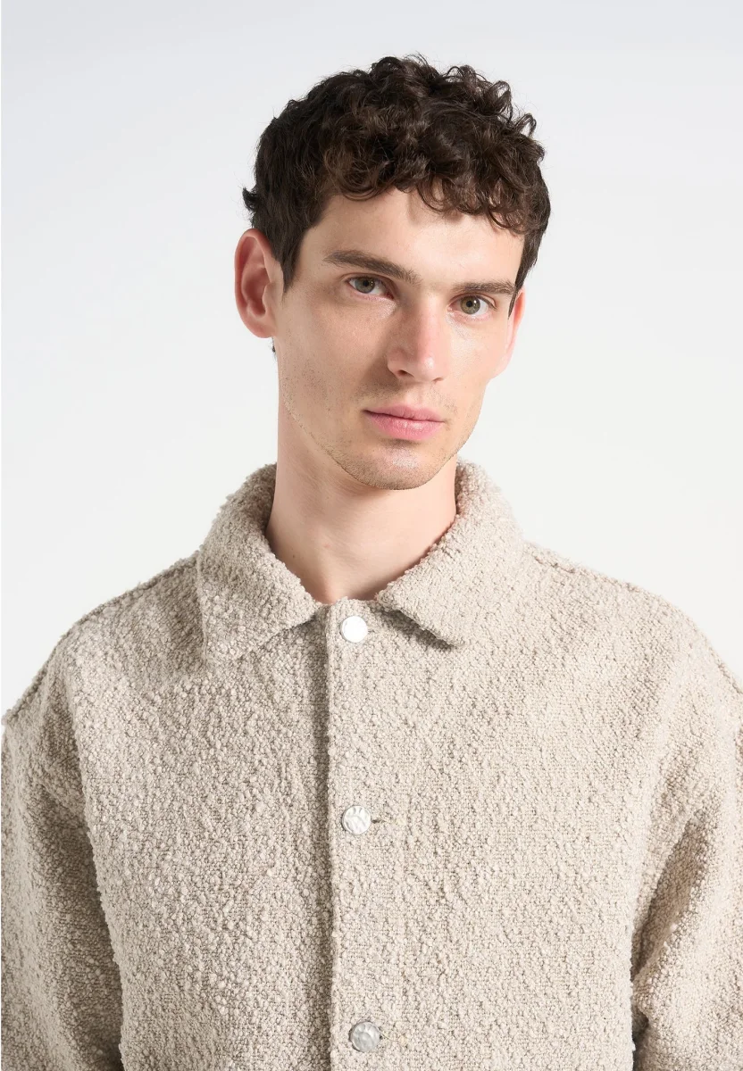 Damien - Boucle Jacket with Back Pleat - Beige - Image 7