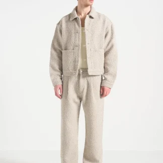 Damien - Boucle Jacket with Back Pleat - Beige