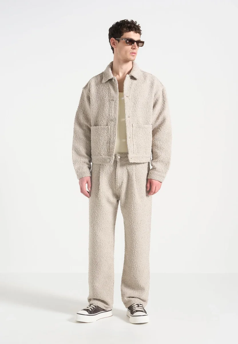 Damien - Boucle Jacket with Back Pleat - Beige - Image 2