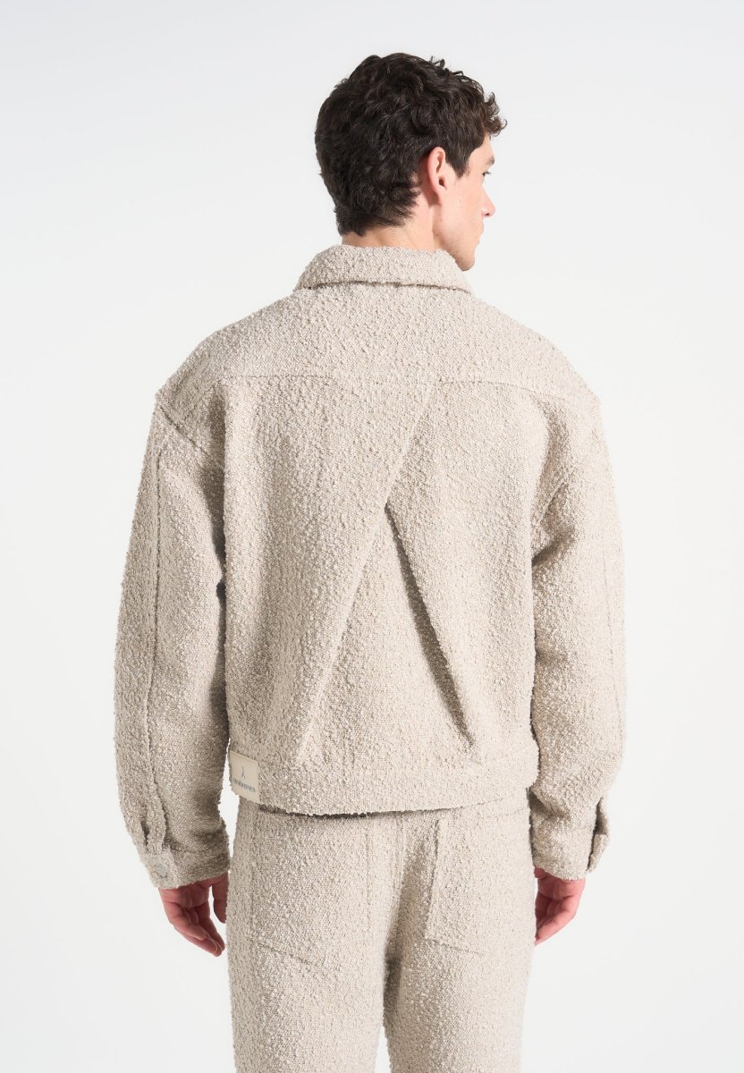 Damien - Boucle Jacket with Back Pleat - Beige - Image 3