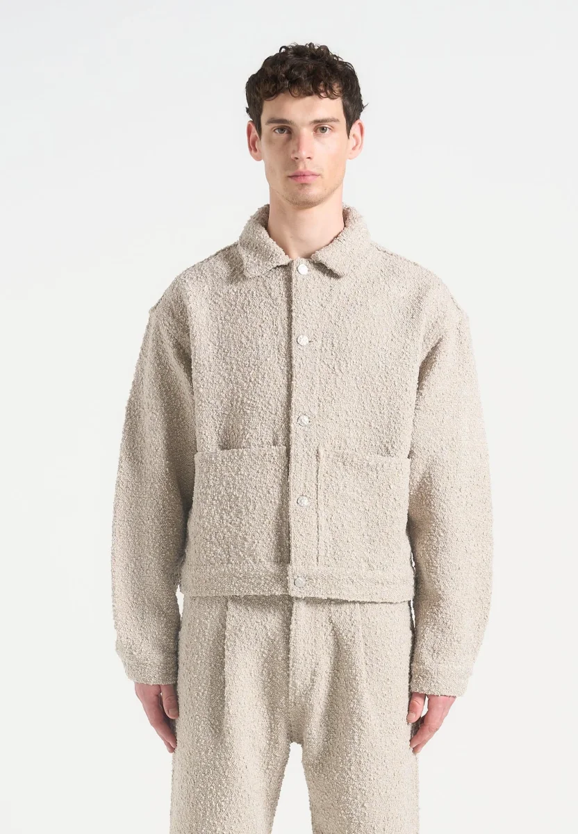 Damien - Boucle Jacket with Back Pleat - Beige - Image 4