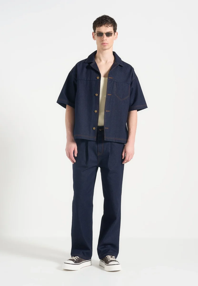 Carl - Boxy Denim Revere Shirt - Indigo - Image 3