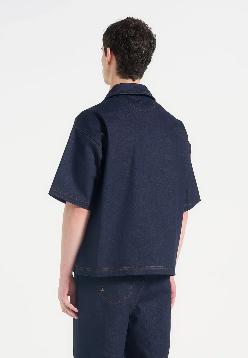 Carl - Boxy Denim Revere Shirt - Indigo - Image 5