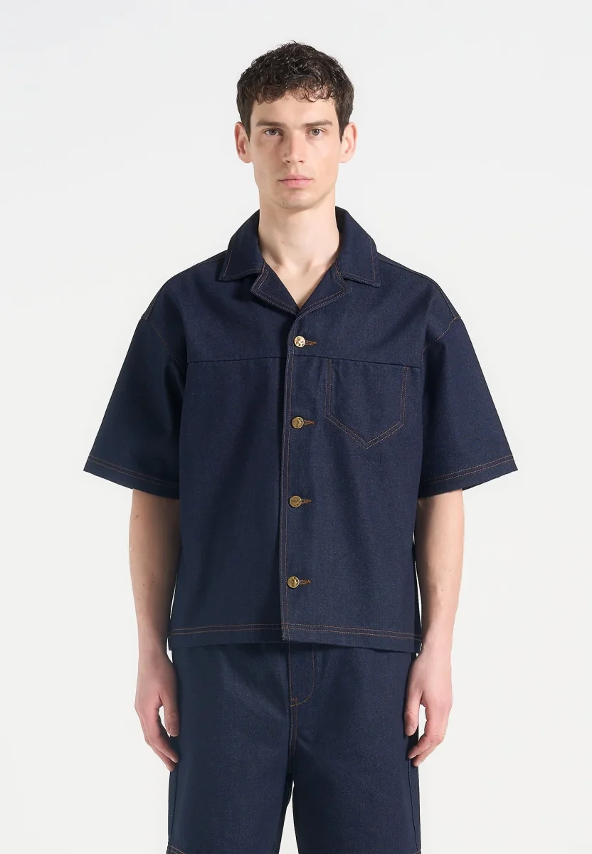 Carl - Boxy Denim Revere Shirt - Indigo