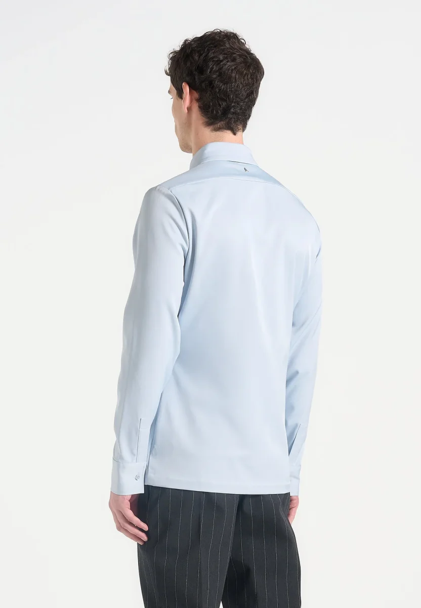 Tom - Slim Fit Tailored Stretch Dress Shirt - Blue - Image 4
