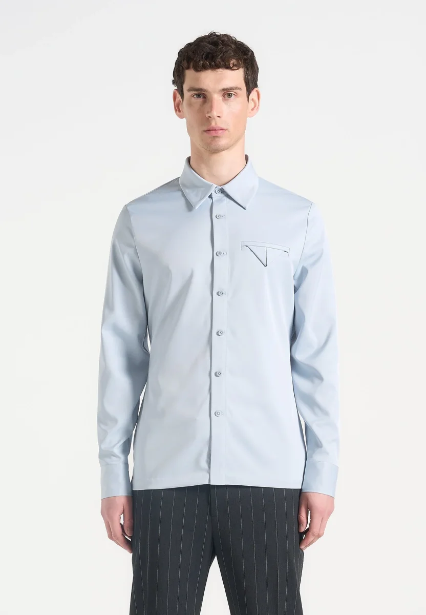 Tom - Slim Fit Tailored Stretch Dress Shirt - Blue - Image 5